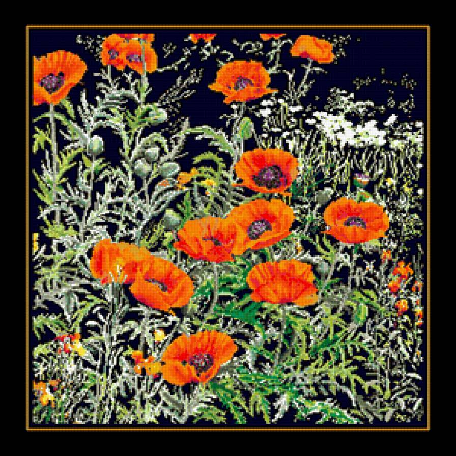 маки - для подушки - предпросмотр