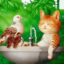 Схема вышивки «котофей в фонтане»