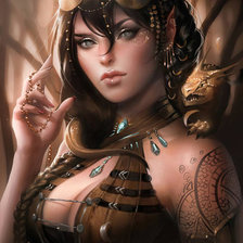 Схема вышивки «Девушка с драконом»