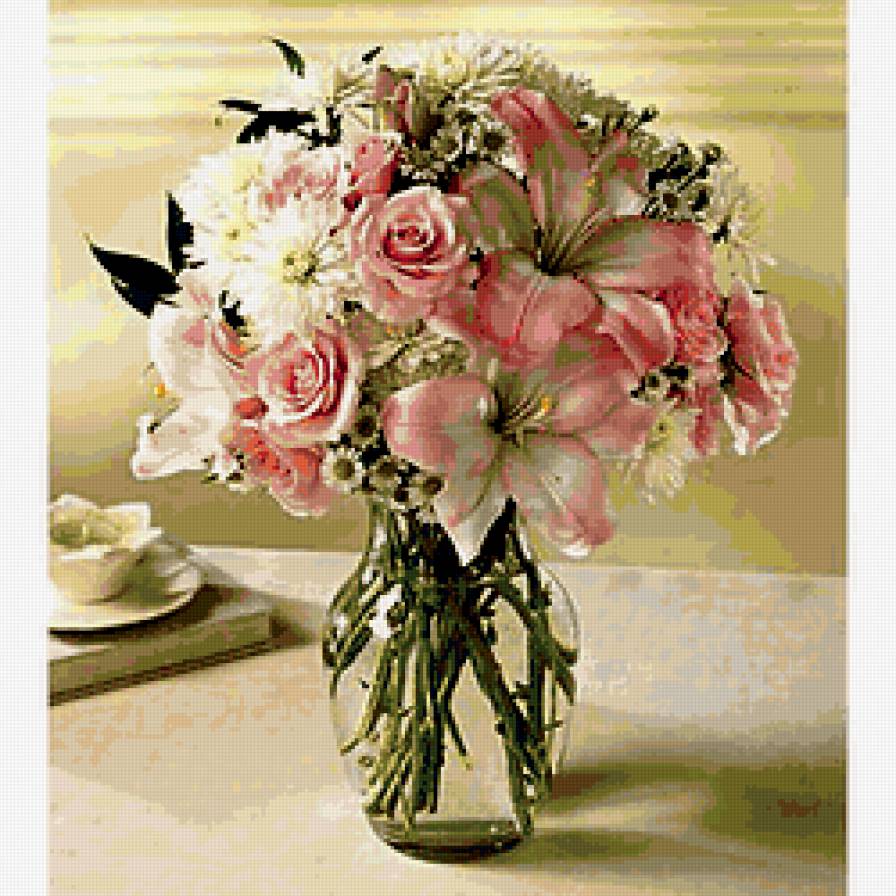 букет - букет, цветы, розы, лилии, натюрморт - предпросмотр