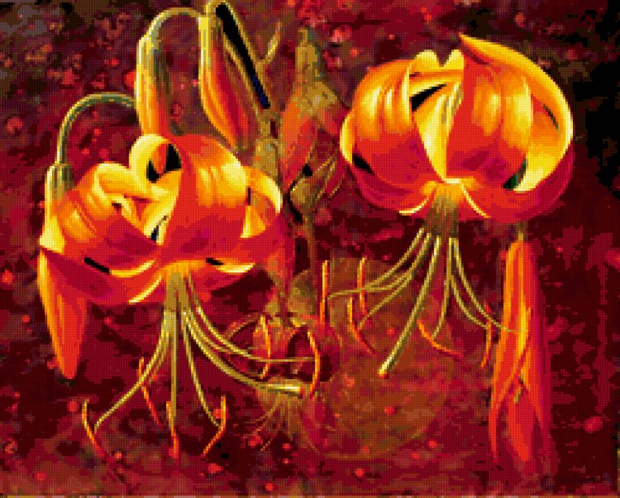 лилии - лилии, цветы, панно, лето - предпросмотр