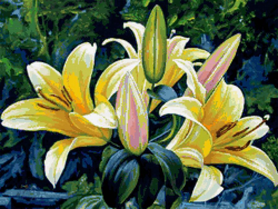 лилии - лилии, лето, букет, цветы - предпросмотр