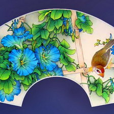 Схема вышивки «вьюнок и птичка»