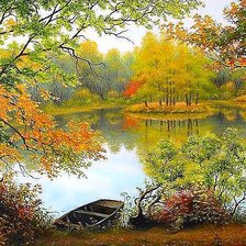 Схема вышивки «Лодка у берега»