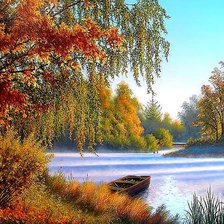 Схема вышивки «Лодка у берега»