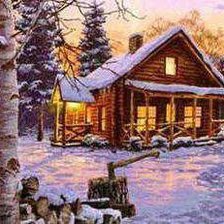 Схема вышивки «Дрова возле дома»