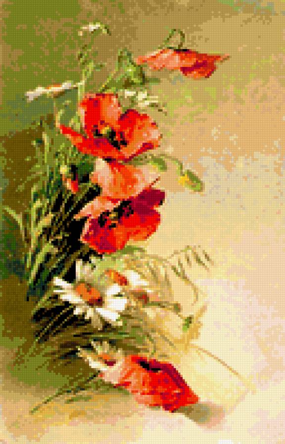 акварель - маки, ромашки - предпросмотр