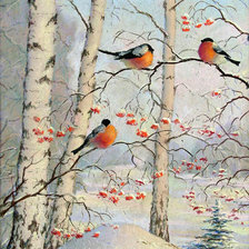 Схема вышивки «снегири»