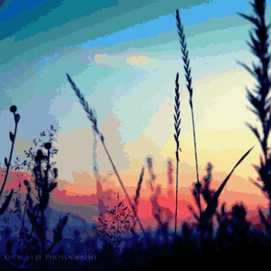 Закат - закат, поле - предпросмотр