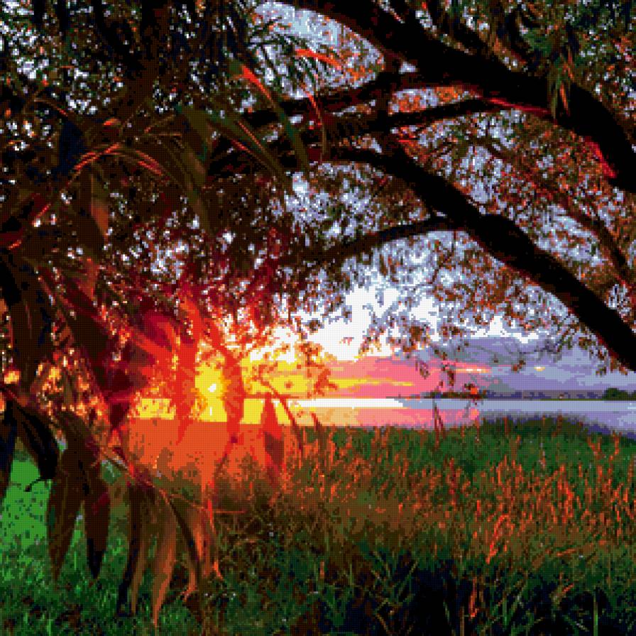 Закат на реке - закат, пейзаж, река - предпросмотр