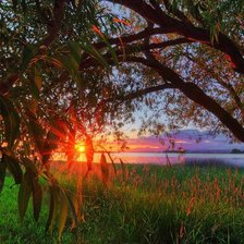 Схема вышивки «Закат на реке»