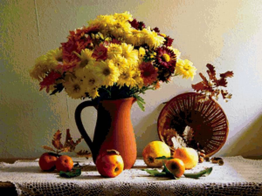 №339309 - фрукты, букет, цветы, натюрморт - предпросмотр