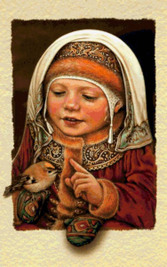 №339411 - портрет, живопись, дети, девочка, птицы - предпросмотр