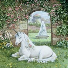 Схема вышивки «Единорог в саду»