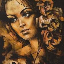 Схема вышивки «Девушка и цветы»