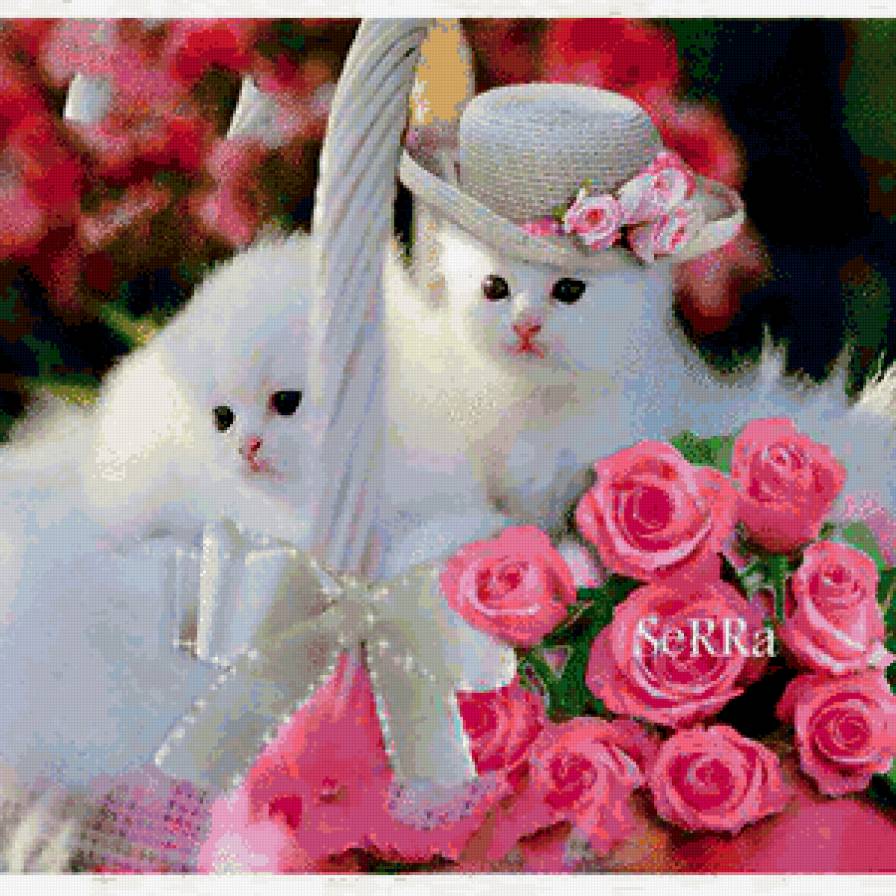 серия "кошки" - котики.корзина.цветы - предпросмотр