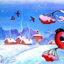 Схема вышивки «За окошком снегири...»