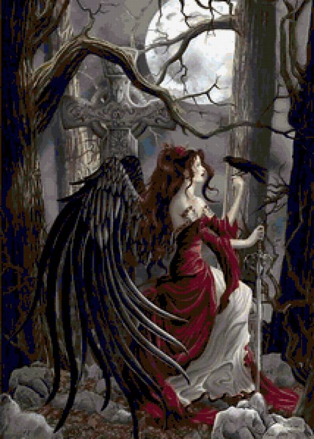 №341901 - фэнтэзи, крылья, ворон - предпросмотр