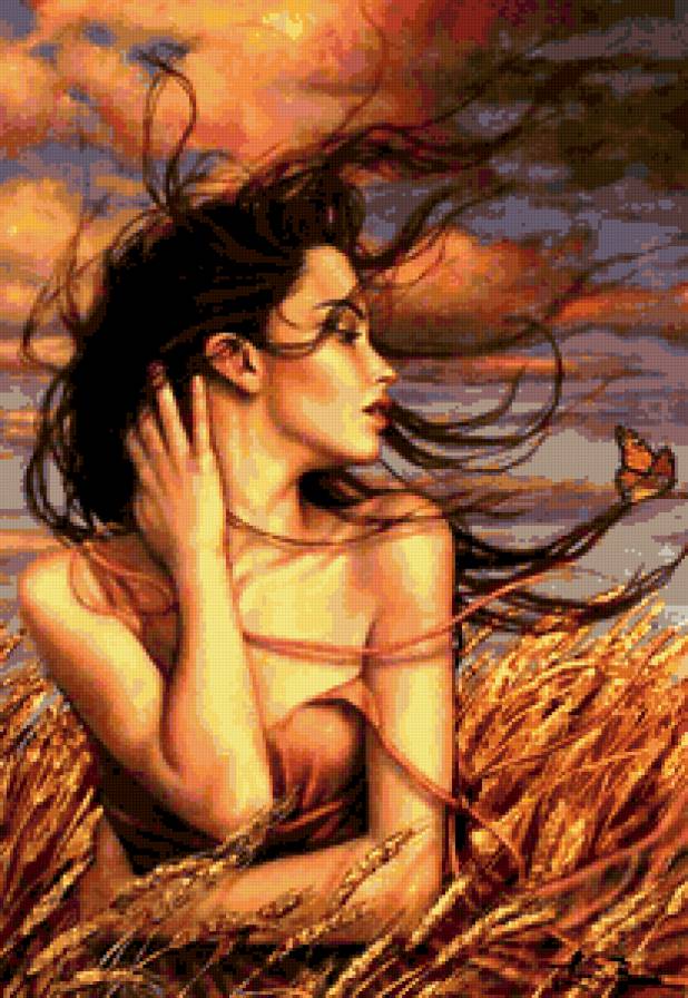 Девушка в поле - обнаженная, девушка, портрет - предпросмотр