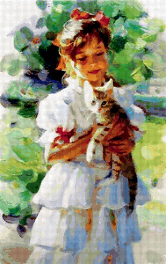 Девочка с котенком - дети, детская - предпросмотр