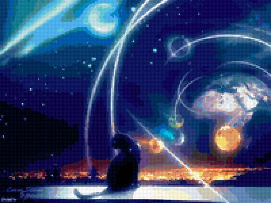 Кот и космос - фэнтэзи, космос, кот, небо - предпросмотр