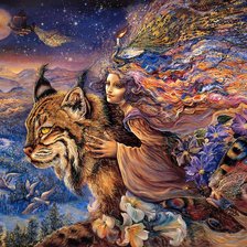 Схема вышивки «Жезефина Уолл. "Девушка на рыси"»