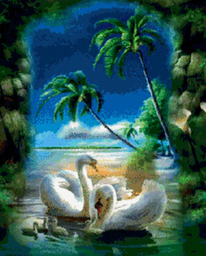 Лебеди - птицы, лебеди, озеро - предпросмотр