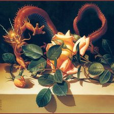 Схема вышивки «Дракон и роза»