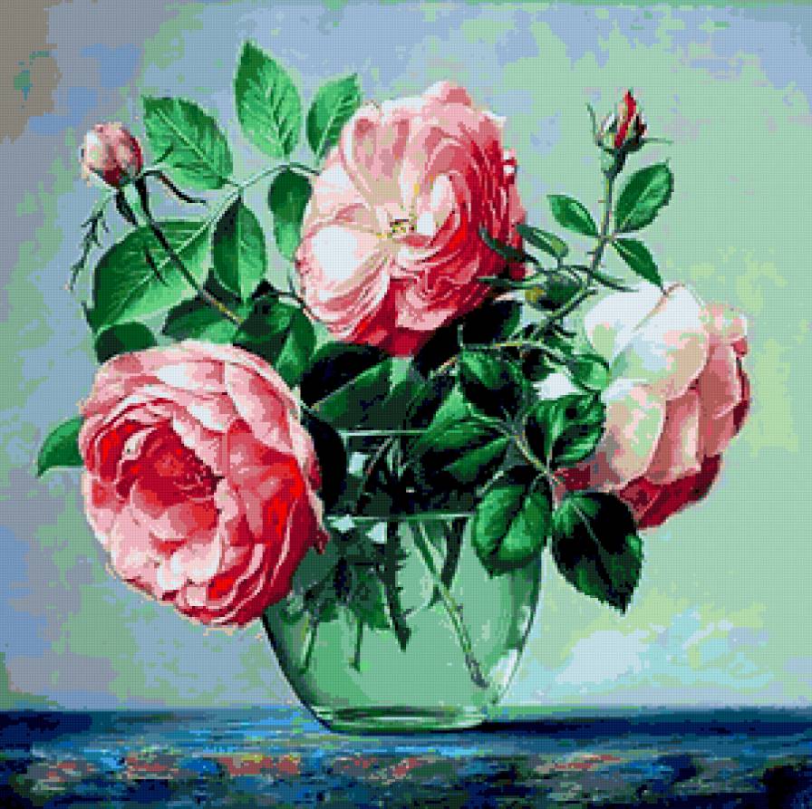 розы в вазе - предпросмотр
