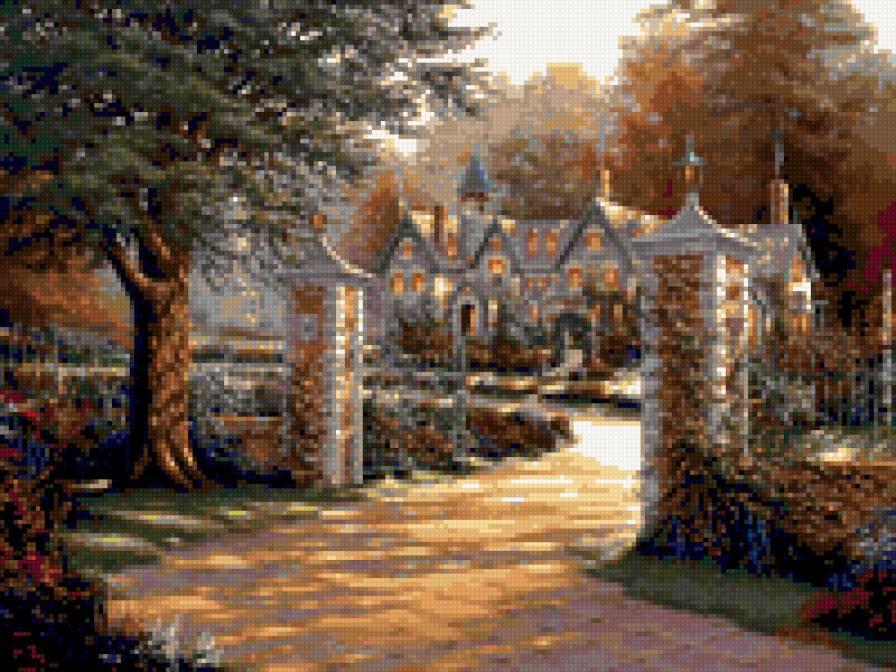 Красивы домик - дом, романтично, замок, пейзаж - предпросмотр