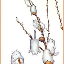 Схема вышивки «котики на вербе»