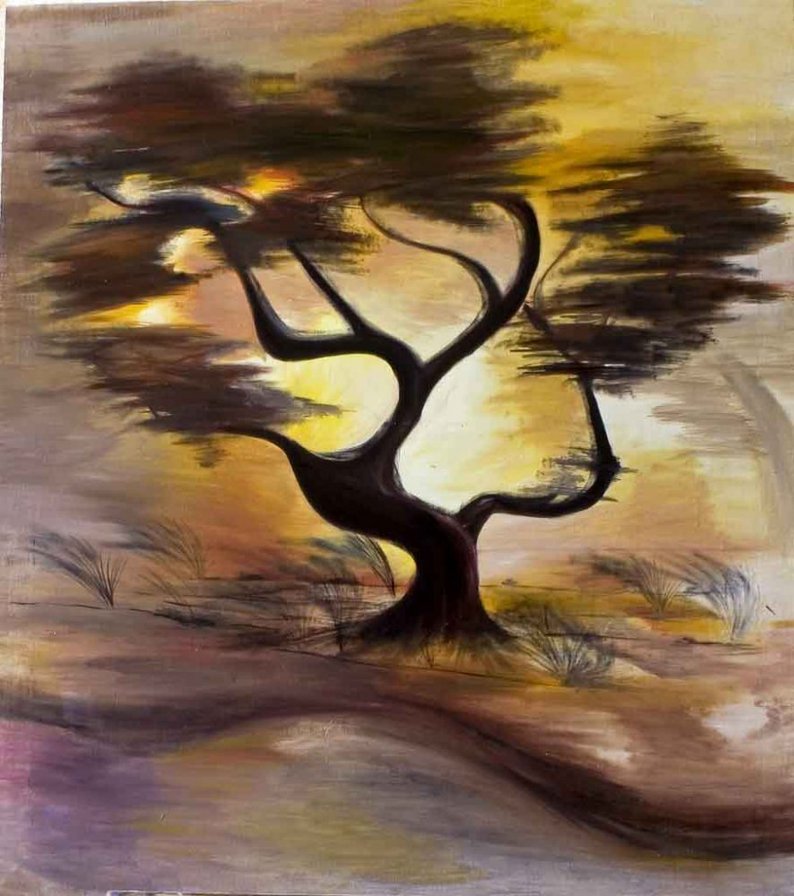 ветер в кроне - рисунок, дерево, ветер - оригинал