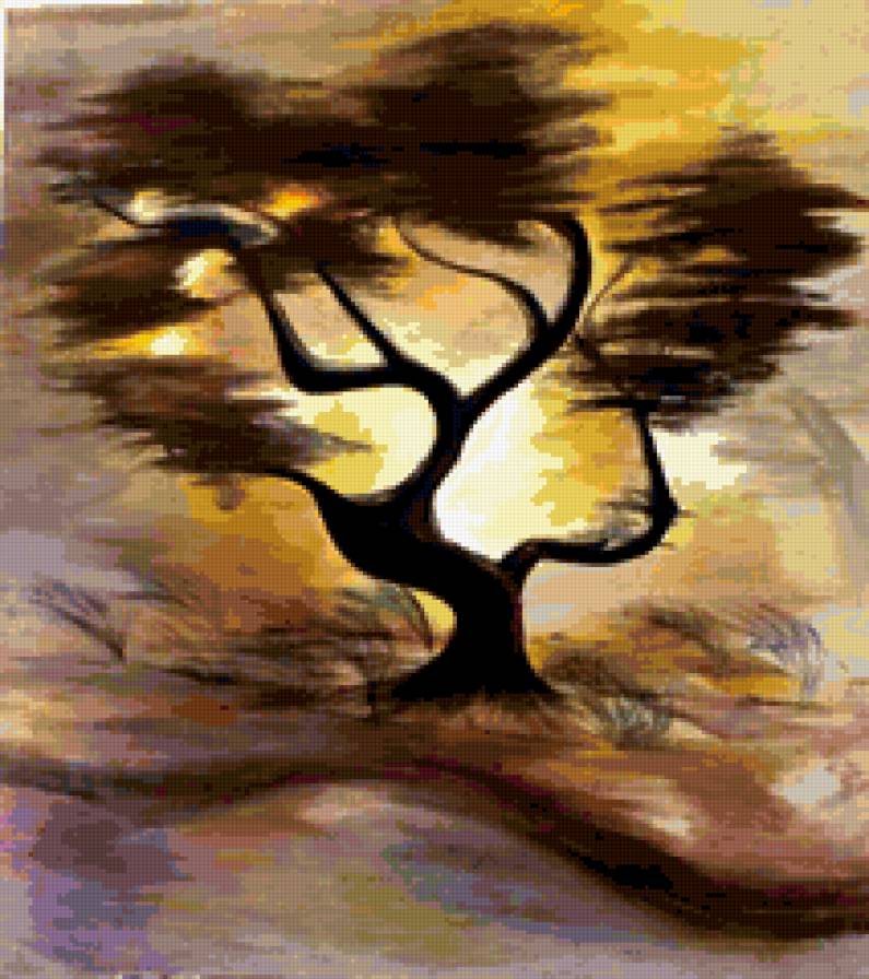 ветер в кроне - ветер, рисунок, дерево - предпросмотр