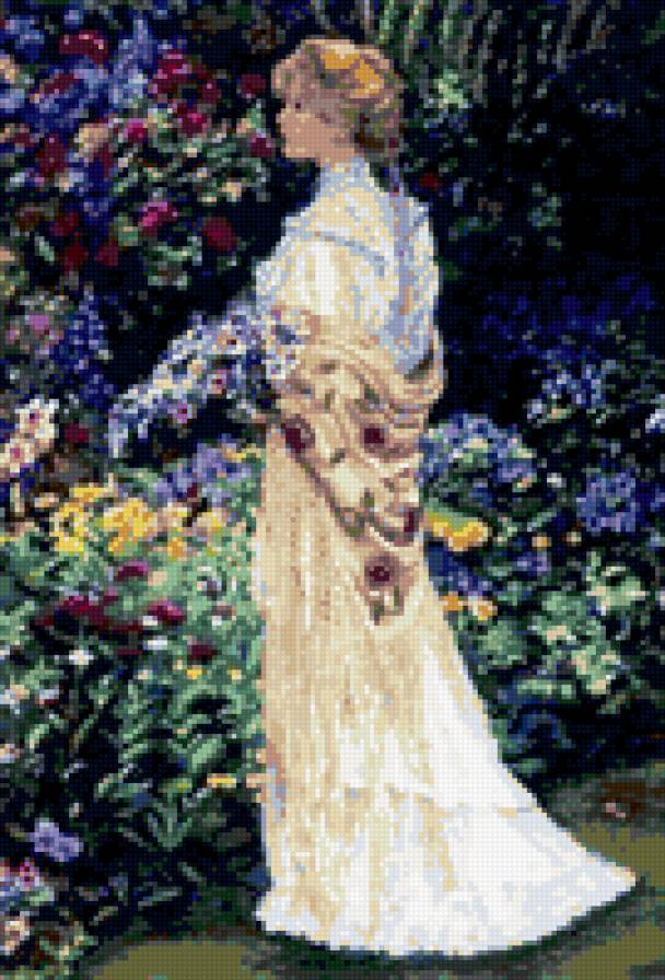 В саду - цветы, девушка - предпросмотр