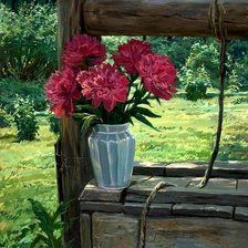 пионы в вазе