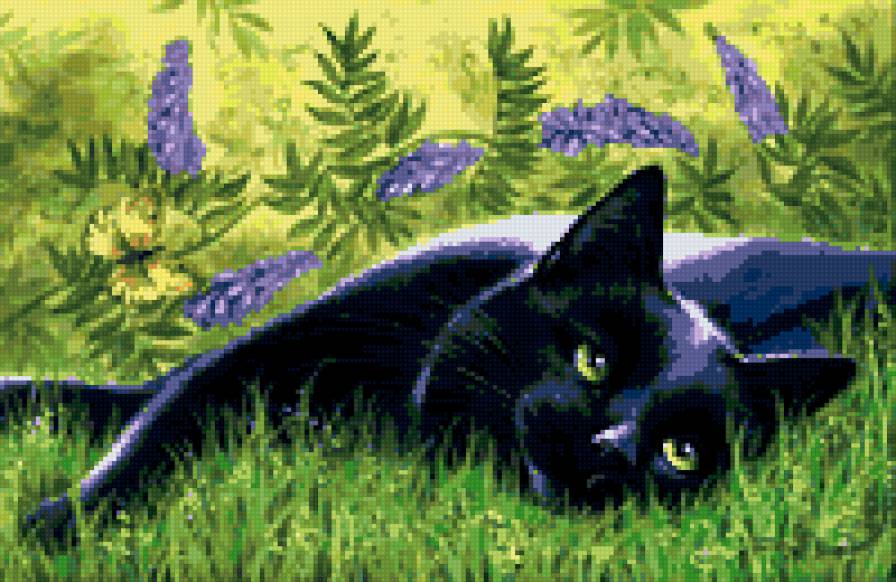 на солнышке - трава, кот, луг - предпросмотр