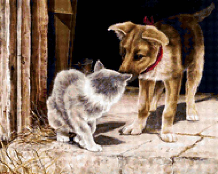 0092 - собака, природа, кошки, животные, картина, красота, щенок - предпросмотр