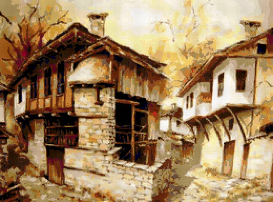 Старинные дома - пейзаж, город, домики - предпросмотр