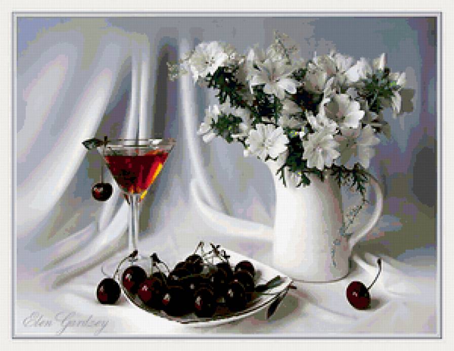 Натюрморт - фрукты, натюрморт, цветы - предпросмотр