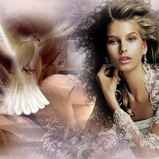 Схема вышивки «девушка и голубь»