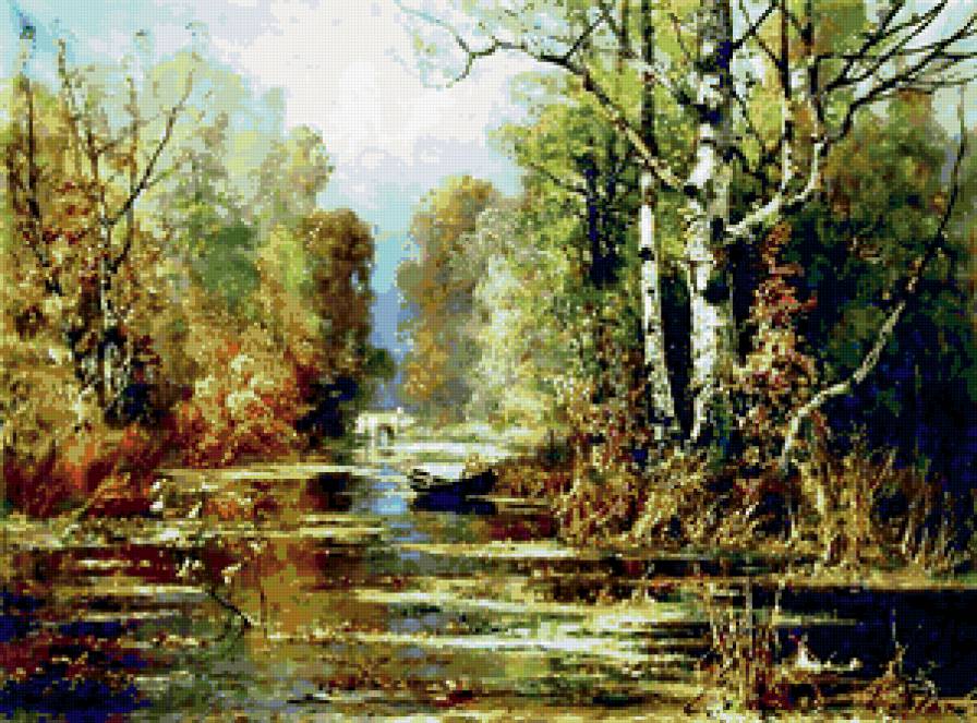 пейзаж - пейзаж, река, отражение, деревья - предпросмотр