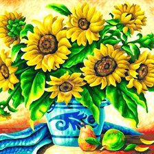 Схема вышивки «Натюрморт с подсолнухами»