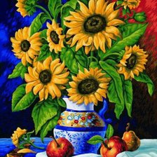 Схема вышивки «Натюрморт с подсолнухами»