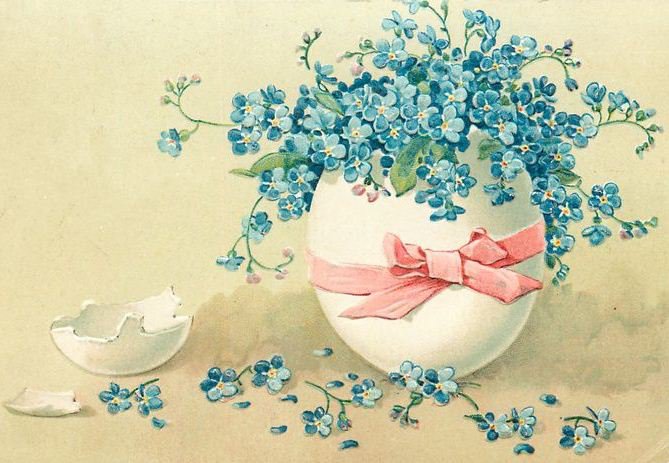 Пасхальная - яичко, пасха, праздник, винтаж, яйцо, цветы, незабудки - оригинал