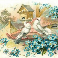 Схема вышивки «Голубки»