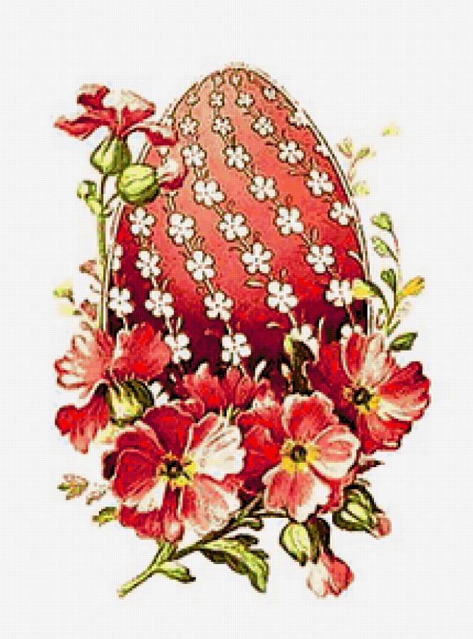 Пасхальное яичко - винтаж, цветы, пасха, ретро, красота, яичко - предпросмотр