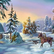 Схема вышивки «зимний пейзаж»