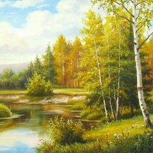 Схема вышивки «осень в лесу»