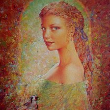 Схема вышивки «Девушка с птичкой»