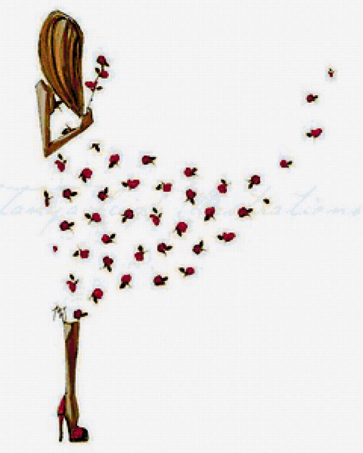 Девушка - силуэт, роза, девушка, цветок - предпросмотр